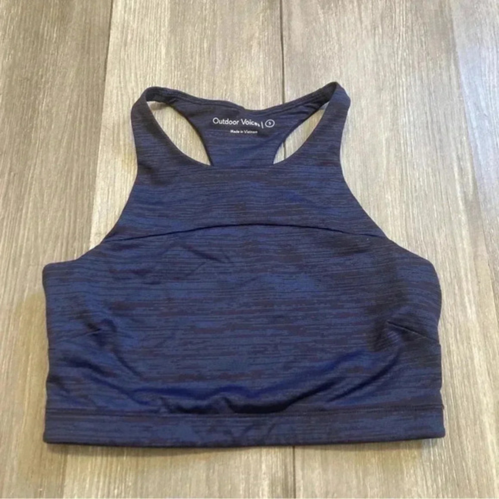 Outdoor Voices S Sports Bra TechSweat Move Free Crop Top Lightweight Baltic Blue